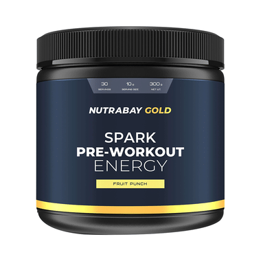 Nutrabay Gold Spark Pre-Workout Energy | Powder For Muscle Pump & Strength | Flavour Fruit Punch