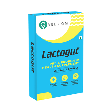 Velbiom Lactogut Pre & Probiotic Health Supplement Vegetable Capsule