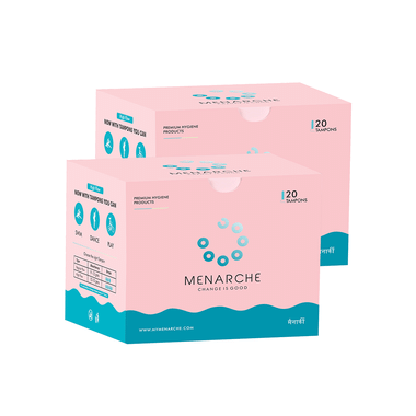 Menarche 100% Organic Cotton Tampons (20 Each) High Flow & Regular Flow