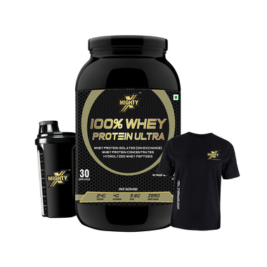 MightyX 100% Whey Protein Ultra Chocolate With Shaker And T-Shirt Free