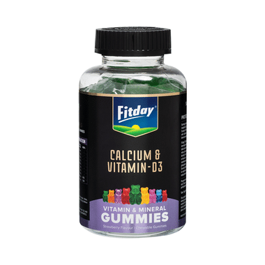 Fitday Calcium & Vitamin-D3 Vitamin & Mineral Gummies Strawberry