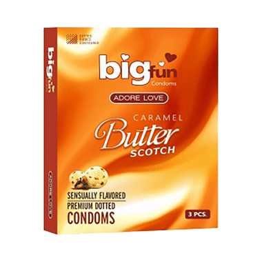 Bigfun Dotted, Ribbed & Contoured Condom Caramel Butter Scotch