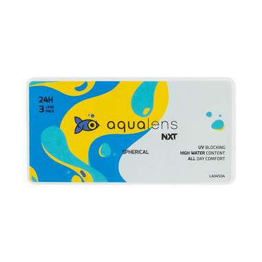 Aqualens 24H NXT Contact Lens with High Water Content & UV Protection Optical Power -3.75 Transparent Spherical