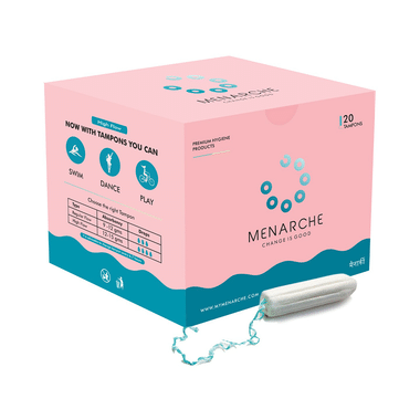 Menarche 100% Organic Cotton Tampons (20 Each) High Flow