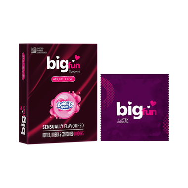 Bigfun Dotted, Ribbed & Contoured Condom Bubblegum