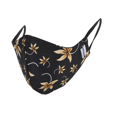 Hyzinik Anti-Viral Reusable Comfortable Face Mask Black Printed Flower