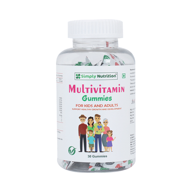 Simply Nutrition Multivitamin Gummies For Kids And Adults | Supports Healthy Growth & Development | Flavour Strawberry