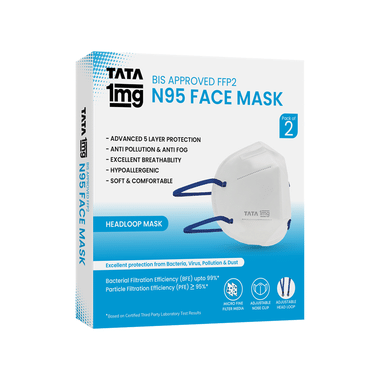Tata 1mg BIS Approved FFP2 N95 Mask - Head Loop 5 Layer