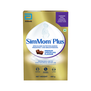 SimMom Plus With Vitamin E, Protein & Lutein | For Pregnant & Breastfeeding Women | Flavour Premium Chocolate Powder