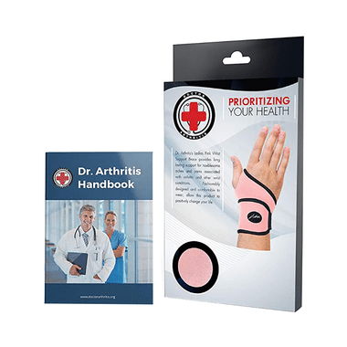 Dr. Arthritis Women's Doctor Developed Premium Single Wrist Support Strap & Doctor Written Handbook Pink