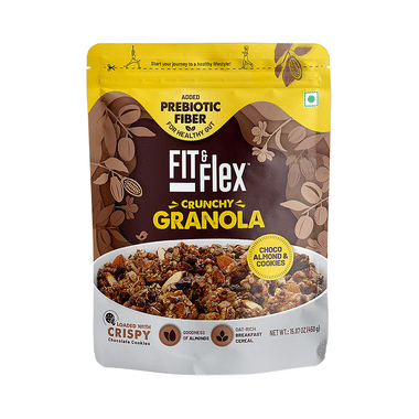 Fit & Flex Choco Almond & Cookies Granola Oat Rich Breakfast Cereal With Real Fruits