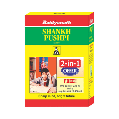 Baidyanath Shankhpushpi Sarbat Daily Brain Tonic 2-in-1 Offer( 450 ml with Free 220ml)