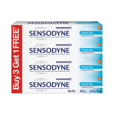 Sensodyne Toothpaste 75gm Each (Buy 3 Get 1 Free) Fresh Gel