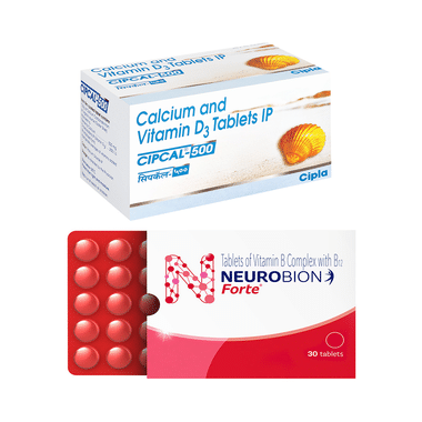 Combo Pack of Cipcal 500 Tablet (15) & Neurobion Forte Tablet (30)