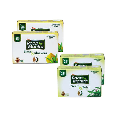 Roop Mantra  Combo Pack Of 2 Lime & Aloevera Soap 100gm & 2 Neem & Tulsi Soap 100gm