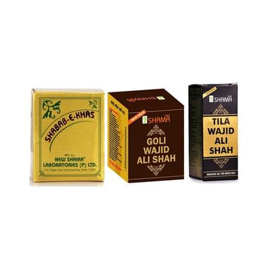 New Shama Combo Pack Of Shabab-E-Khas 125gm, Goli Wajid Ali Shah 10 Tablets & Tila Wajid Ali Shah 15ml