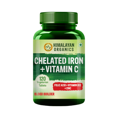 Himalayan Organics Chelated Iron + Vitamin C With Folic Acid, Vitamin B12 & Zinc | Boosts Haemoglobin Levels | Veg Tablet
