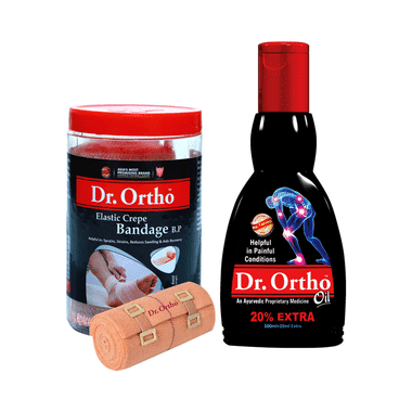 Dr Ortho Combo Pack Of Pain Relief Oil 120ml & Crepe Bandage (8X4)