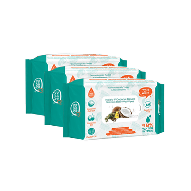 Buddsbuddy India's 1st Coconut Based Skincare Baby Wet Wipes (72 Each)