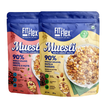 Fit & Flex Combo Pack Of Muesli Fruity Crunch & Nuts About Nuts (210gm Each)