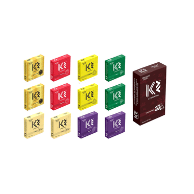 K2 Delight Series Condom Chocolate(10pc) Extra Time,Strawberry,Banana,Mint,Vanilla,Grape(3pc Each)