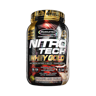 Muscletech Performance Series Nitro Tech 100% Whey Gold Whey Protein Peptides & Isolate Cookies & Cream