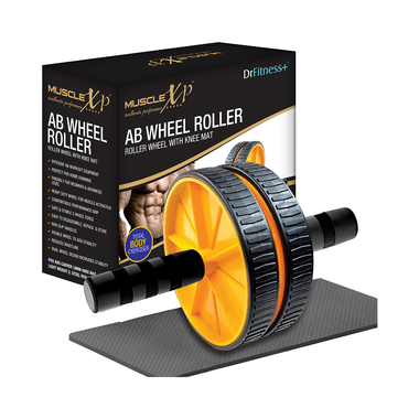 MuscleXP Dr Fitness+ AB Roller Wheel With Knee Mat Yellow & Black