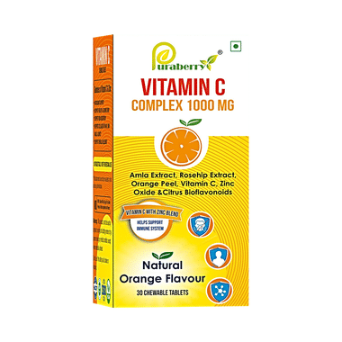 Puraberry Vitamin C Complex 1000mg Chewable Tablet Natural Orange