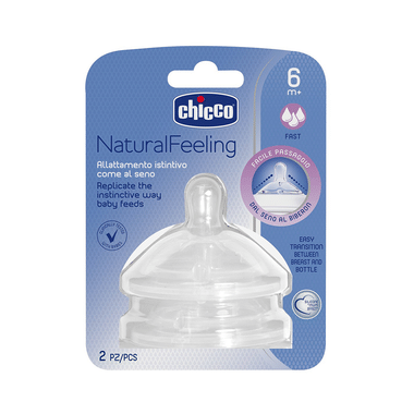 Chicco 2 Teat Natural Feeling 6M+ F Fast