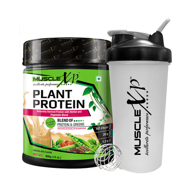 MuscleXP Plant Protein Natural Protein Powder With Pea Protein Chocolate With Shaker