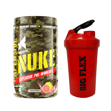 Big Flex Nuke Explosive Pre-Workout With 700ml Shaker Free Guavava Gear