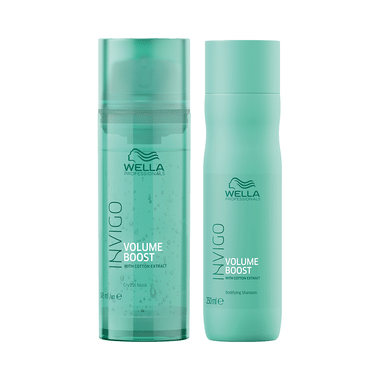 Wella Combo Pack Of Professionals Invigo Volume Boost Crystal Mask 145ml & Bodifying Shampoo 250ml