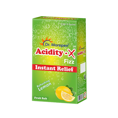 Dr. Morepen Acidity-X Fizz Instant Relief Sachet (4.5gm Each) Refreshing Lemon