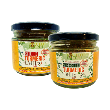 Rooted Peepul Combo Pack Of Spiced Turmeric Latte Mix & Superfood  Turmeric Latte Mix (120gm Each)