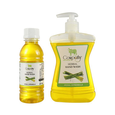 Cowpathy Combo Pack Of Herbal Hand Wash Bottle 250ml With Refill 200ml Citronella