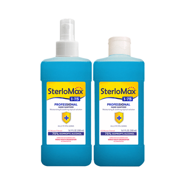 SterloMax I 75 Professional Hand Sanitizer With Spray Bottle (500ml Each)