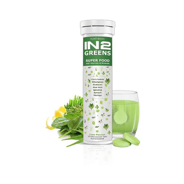 IN2 Greens Super Food with Vitamins & Minerals Effervescent Tablet Lime