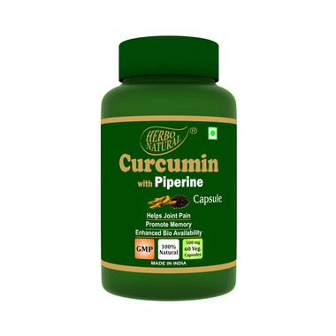 Herbo Natural Curcumin With Piperine 500mg Veg Capsule