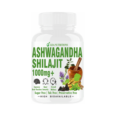 Goa Nutritions Ashwagandha Shilajit 1000mg+ Tablet Sugar Free