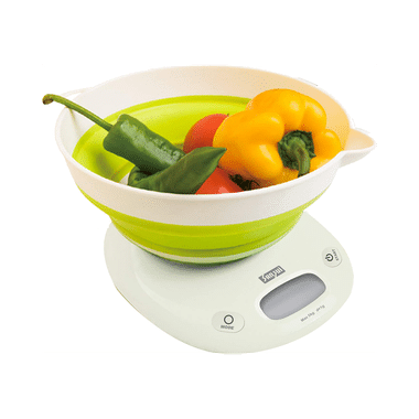 Sansui Digital Kitchen Scale With Large Foldable Bowl Green & White