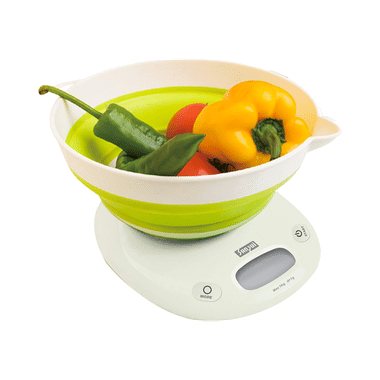 Sansui Digital Kitchen Scale with Large Foldable Bowl Green & White