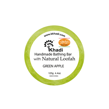 Khadi India Green Apple Natural Loofah Handmade Bathing Bar