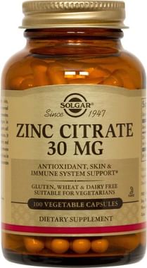 Solgar Zinc Citrate 30mg Vegetable Capsule