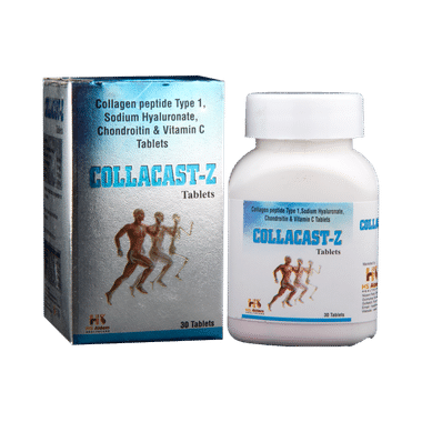 Collacast-Z Tablet With Collagen Type I, Sodium Hyaluronate, Chondroitin & Vitamin C