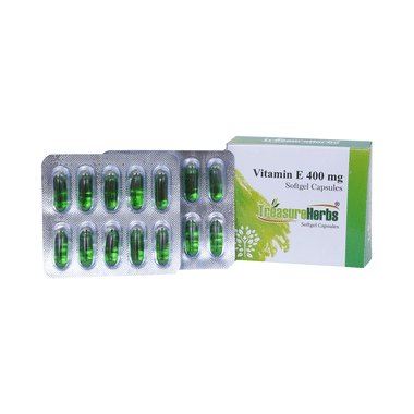 TreasureHerbs Vitamin E 400mg | Softgel Capsule For Skin, Hair, Scalp & Eye Health