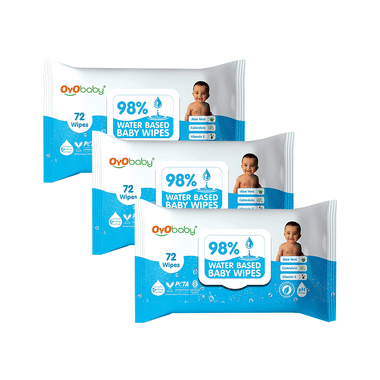 Oyo Baby 98% Water Based Baby Wipes (72 Each)