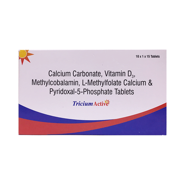 Tricium Active Tablet With Calcium, Vitamin D3 & Methylcobalamin | For Bone & Joint Support | Vitamin & Mineral Supplement