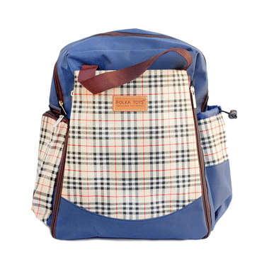 Polka Tots Waterproof Diaper Bag For Travel, Mothers Blue With Changing Mat