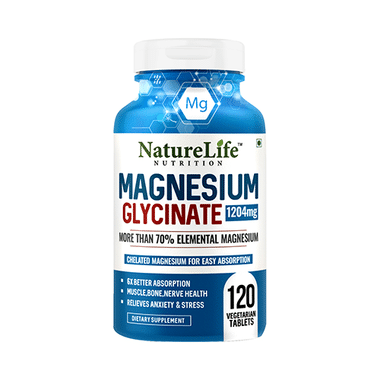 Nature Life Nutrition Magnesium Glycinate For Muscles, Bones & Nerve Health | Veg Tablet