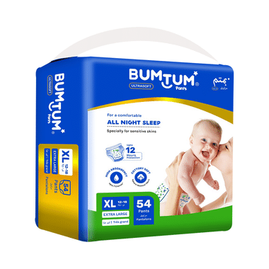 Bumtum Ultrasoft Baby Diaper Pants, Cottony Soft High Absorb Technology (54 Each) XL